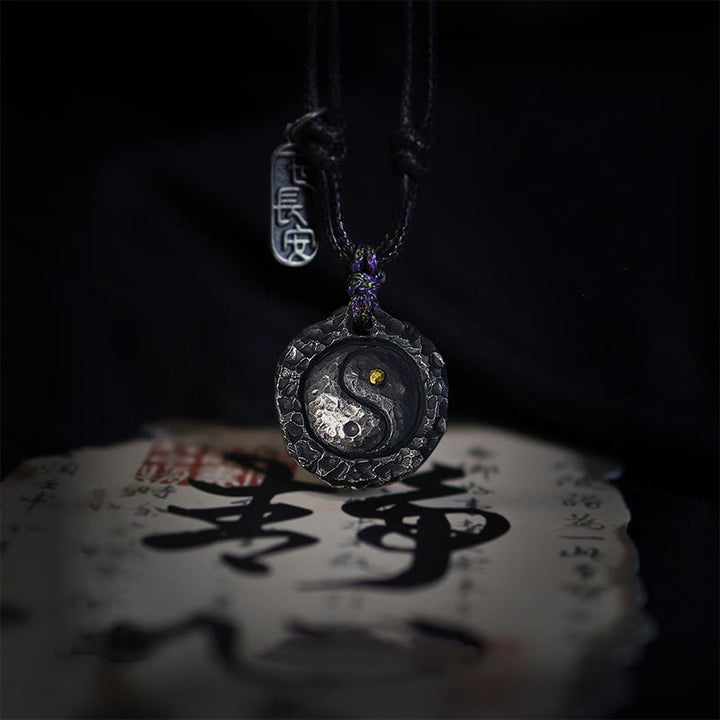 Buddha Stones 999 Sterling Silver Tai Chi Yin Yang Design Harmonia Naszyjnik Wisiorek - Srebro próby 999 YIN YANG (21*23*4 mm) - image 0