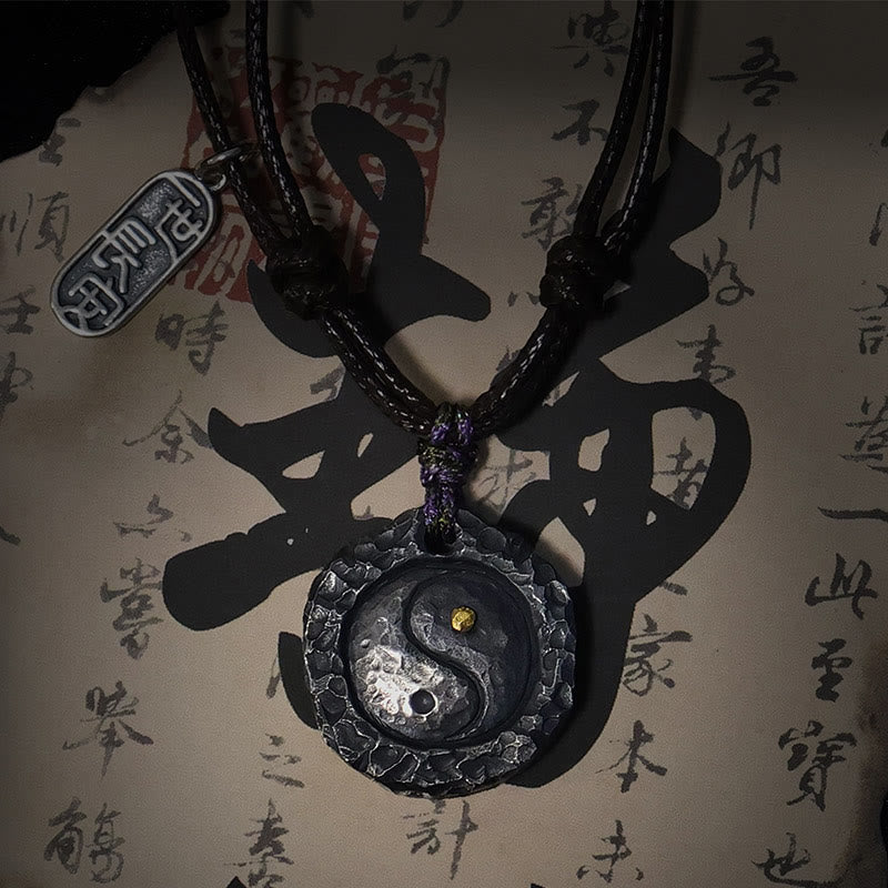 Buddha Stones 999 Sterling Silver Tai Chi Yin Yang Design Harmonia Naszyjnik Wisiorek - Srebro próby 999 YIN YANG (22*24*5mm) - image 1