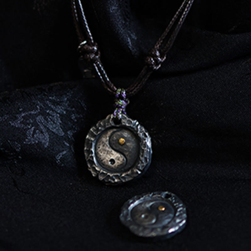 Buddha Stones 999 Sterling Silver Tai Chi Yin Yang Design Harmonia Naszyjnik Wisiorek - image 9
