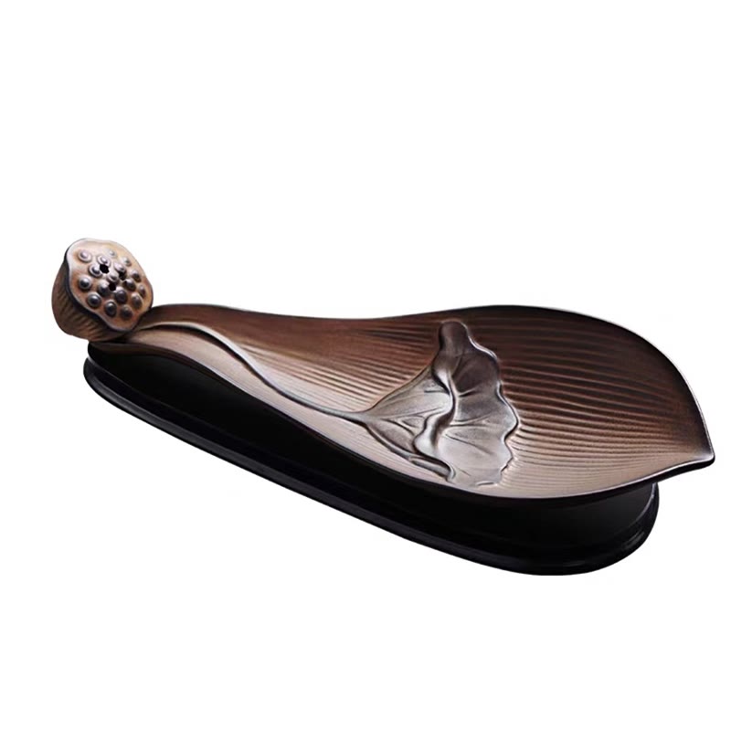 Buddha Stones Lotus Pod Zen Healing Brown Ceramic Stick Kadzidło Dekoracja