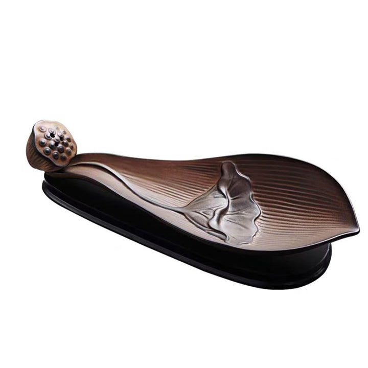 Buddha Stones Lotus Pod Zen Healing Brown Ceramic Stick Kadzidło Dekoracja