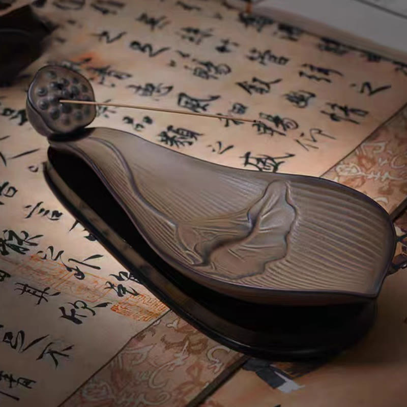 Buddha Stones Lotus Pod Zen Healing Brown Ceramic Stick Kadzidło Dekoracja - image 1