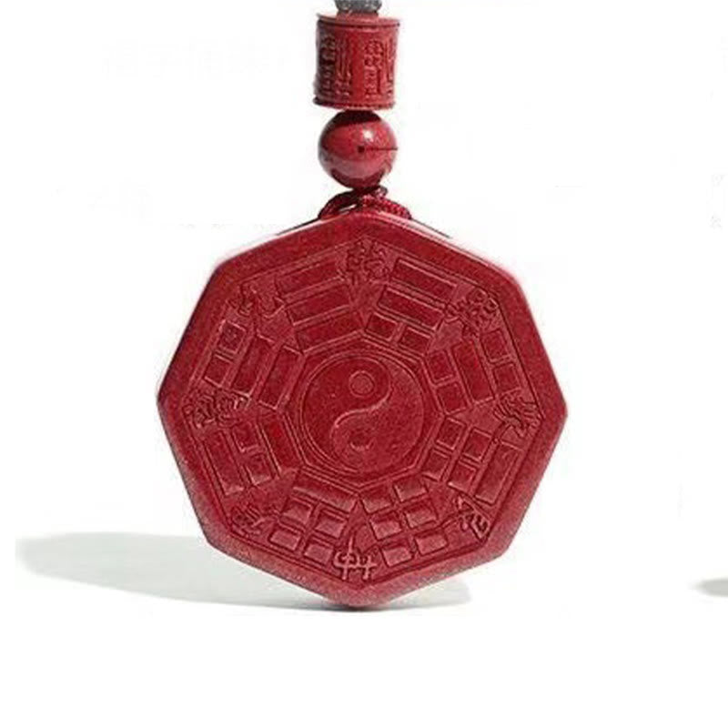 Buddha Stones Naturalny Cynober Bagua Taishang Laojun Fu Charakter Spokojny Naszyjnik Wisiorek