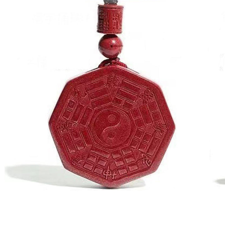 Buddha Stones Naturalny Cynober Bagua Taishang Laojun Fu Charakter Spokojny Naszyjnik Wisiorek