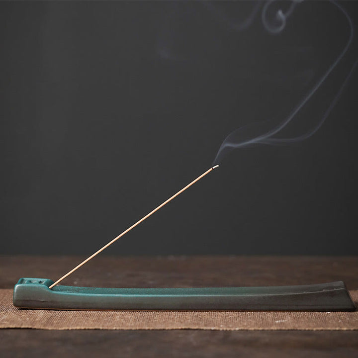 Buddha Stones Księżyc Królik PiXiu Góra Uzdrawiająca Ceramiczna Kadzielnica Dekoracja - Prosty wzór 23,4*3,7*1,2 cm - image 14