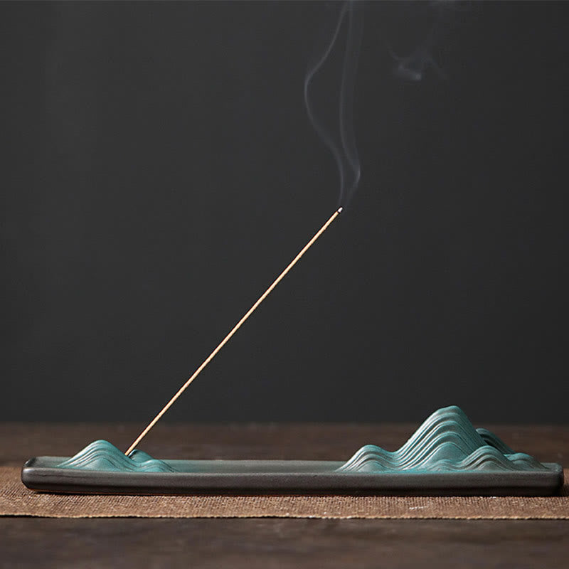 Buddha Stones Księżyc Królik PiXiu Góra Uzdrawiająca Ceramiczna Kadzielnica Dekoracja - Góra 23,6*4,1*3,4 cm - image 17