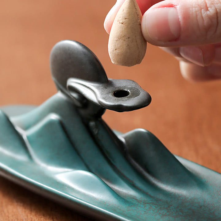 Buddha Stones Księżyc Królik PiXiu Góra Uzdrawiająca Ceramiczna Kadzielnica Dekoracja - image 6