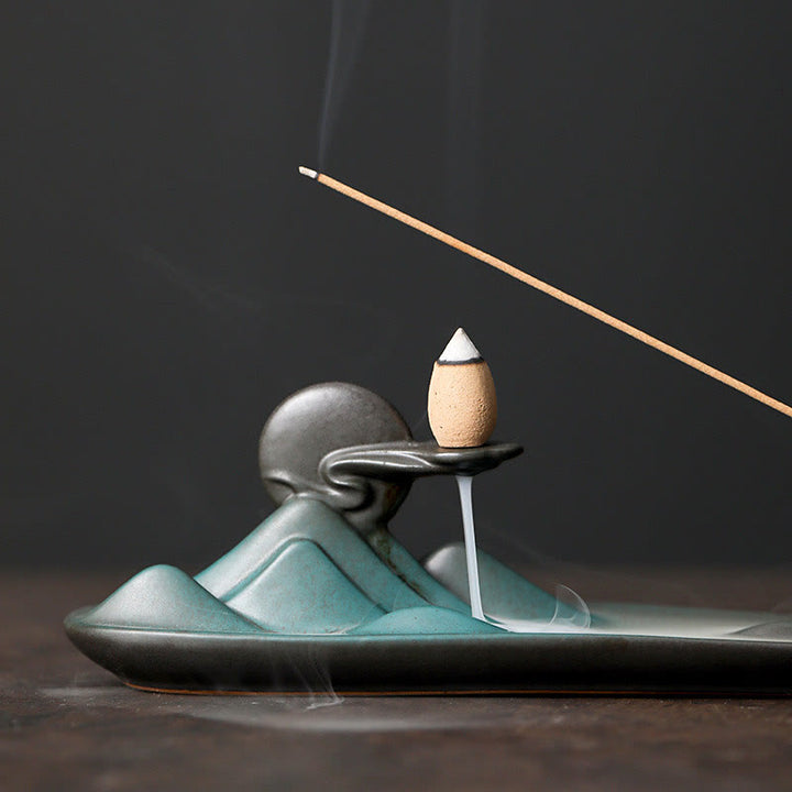 Buddha Stones Księżyc Królik PiXiu Góra Uzdrawiająca Ceramiczna Kadzielnica Dekoracja - image 5