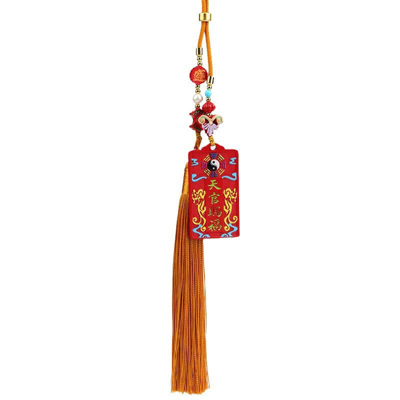 Buddha Stones Naturalne Cynober Bagua Yin Yang Fu Charakter Błogosławieństwo Wisząca Dekoracja Samochodowa