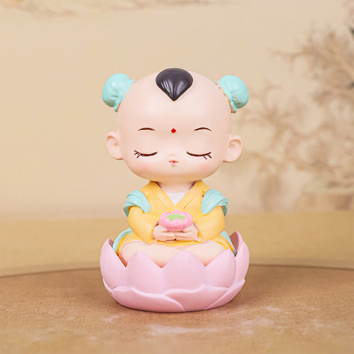 Buddha Stones Medytacja Awalokiteśwara Lotos Chłopiec Dziewczyna Żywica Statua Harmonia Dekoracja Domu