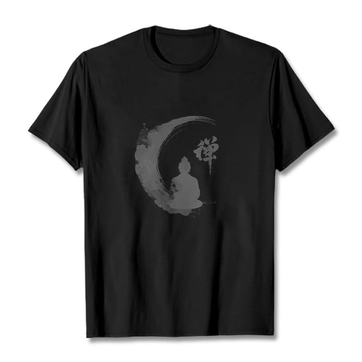 Koszulka z nadrukiem Buddha Stones Buddy Medytujący Budda Wzór Bawełna T-shirt - Czarny - 2XL - image 4