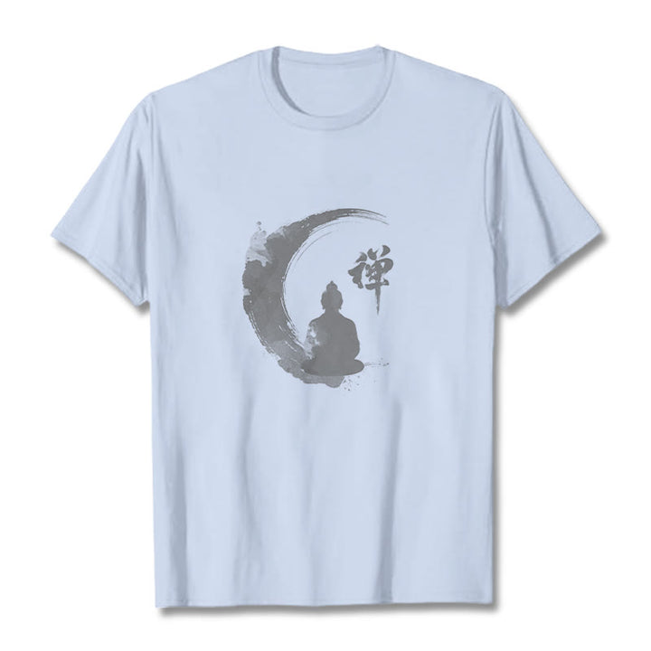Koszulka z nadrukiem Buddha Stones Buddy Medytujący Budda Wzór Bawełna T-shirt - Jasnoniebieski - 2XL - image 19