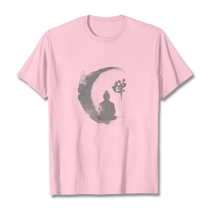 Koszulka z nadrukiem Buddha Stones Buddy Medytujący Budda Wzór Bawełna T-shirt - Jasnoróżowy - 2XL - image 9