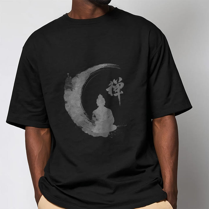Koszulka z nadrukiem Buddha Stones Buddy Medytujący Budda Wzór Bawełna T-shirt - image 6