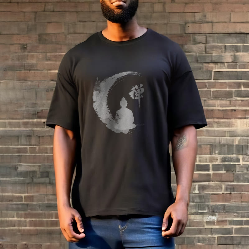 Koszulka z nadrukiem Buddha Stones Buddy Medytujący Budda Wzór Bawełna T-shirt - image 7