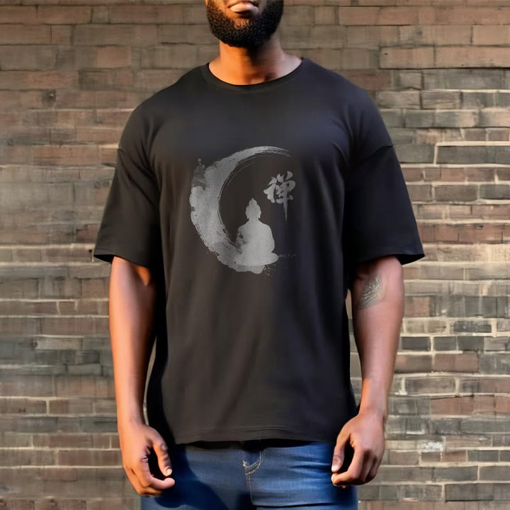 Koszulka z nadrukiem Buddha Stones Buddy Medytujący Budda Wzór Bawełna T-shirt - image 7