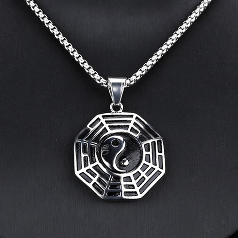Buddha Stones Tytanowa Stal Bagua Yin Yang Wzór Równowagi Naszyjnik Wisiorek - image 15