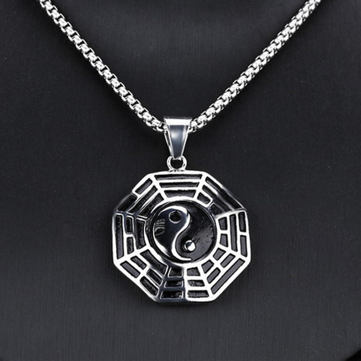 Buddha Stones Tytanowa Stal Bagua Yin Yang Wzór Równowagi Naszyjnik Wisiorek - image 15