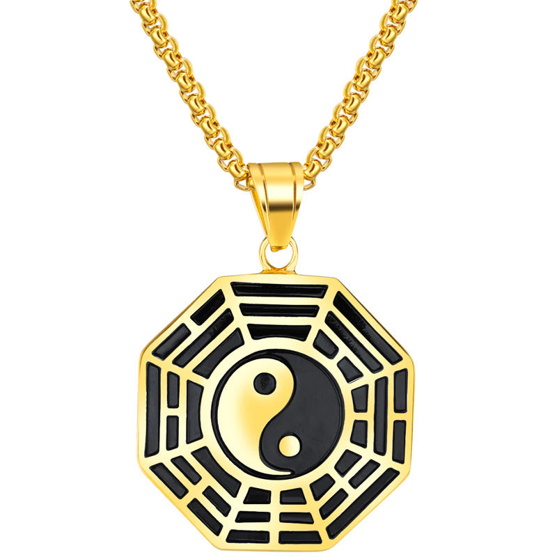 Buddha Stones Tytanowa Stal Bagua Yin Yang Wzór Równowagi Naszyjnik Wisiorek - image 6