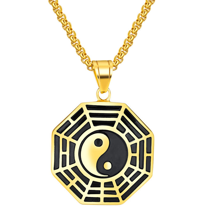 Buddha Stones Tytanowa Stal Bagua Yin Yang Wzór Równowagi Naszyjnik Wisiorek - image 6