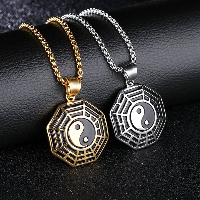 Buddha Stones Tytanowa Stal Bagua Yin Yang Wzór Równowagi Naszyjnik Wisiorek - image 19