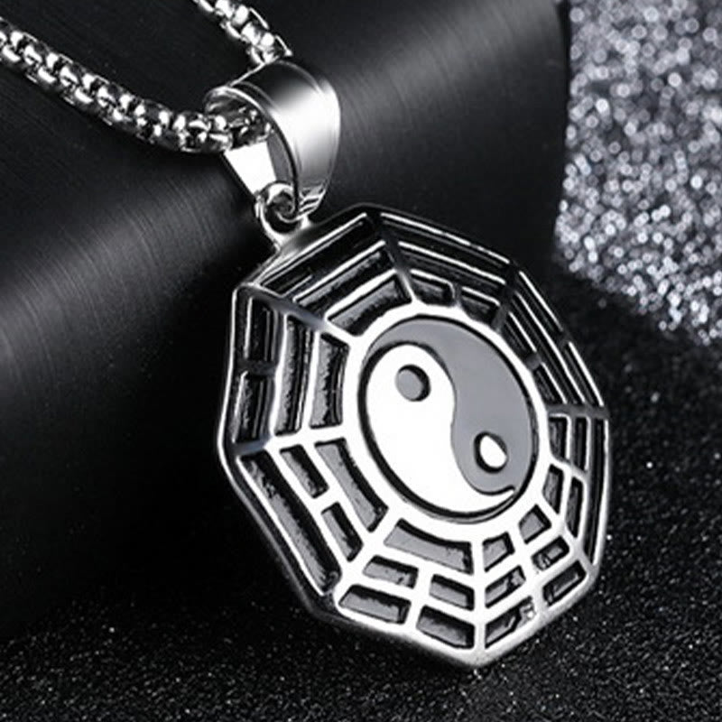 Buddha Stones Tytanowa Stal Bagua Yin Yang Wzór Równowagi Naszyjnik Wisiorek - image 13