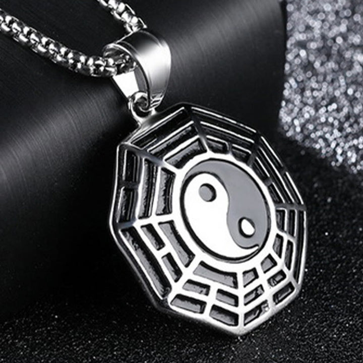 Buddha Stones Tytanowa Stal Bagua Yin Yang Wzór Równowagi Naszyjnik Wisiorek - image 13