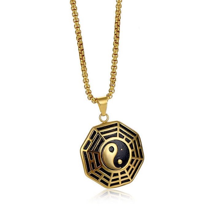 Buddha Stones Tytanowa Stal Bagua Yin Yang Wzór Równowagi Naszyjnik Wisiorek - image 4