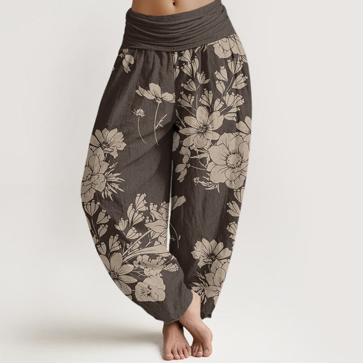 Buddha Stones Casual Peony Liście Damskie Spodnie Harem Elastyczna Talia - Sjena - US22, UK/AU26, EU54 (6XL) - image 5