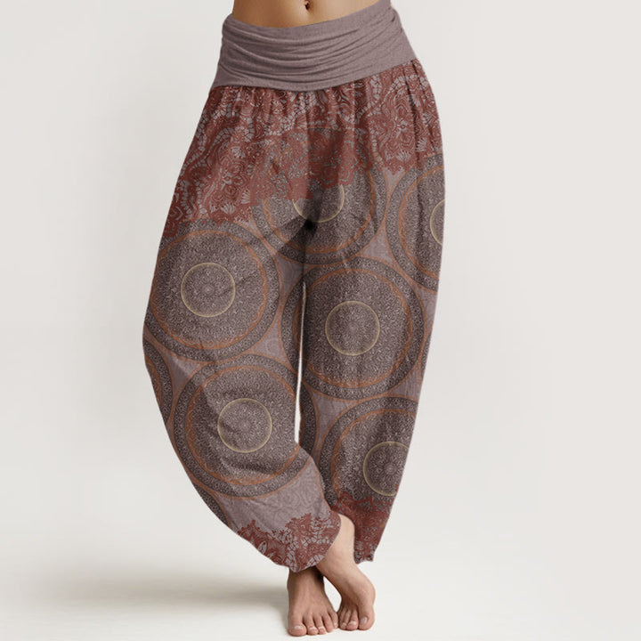 Buddha Stones Casual Kwiaty Kompas Projekt Damskie Elastyczne Spodnie Harem - RosyBrown - US22, UK/AU26, EU54 (6XL) - image 5