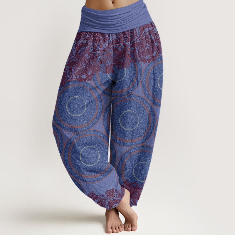 Buddha Stones Casual Kwiaty Kompas Projekt Damskie Elastyczne Spodnie Harem - MediumSlateBlue - US22, UK/AU26, EU54 (6XL) - image 8