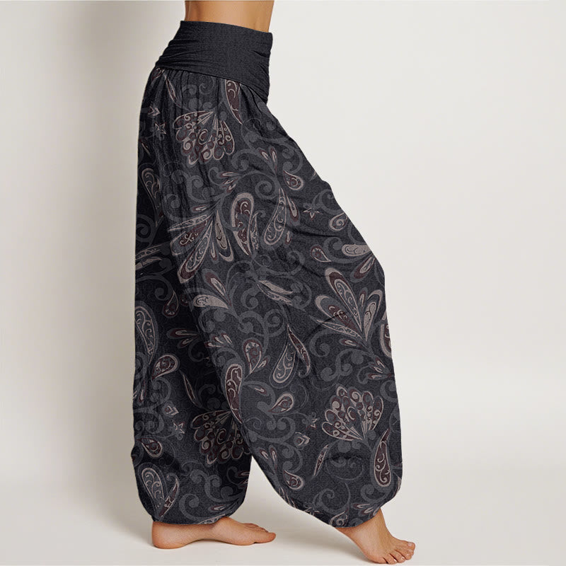 Buddha Stones Casual Flower Petals Design Damskie spodnie haremowe z elastyczną talią - image 2