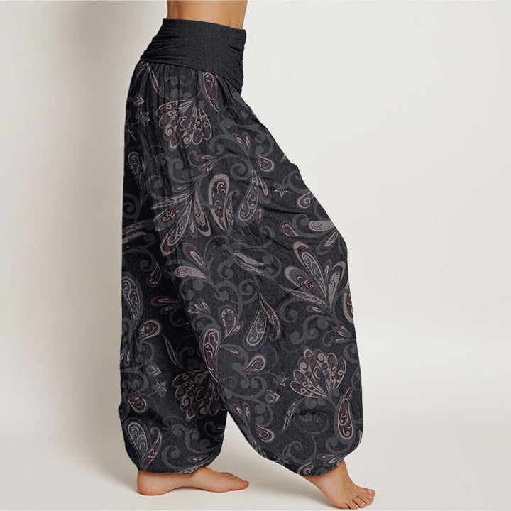 Buddha Stones Casual Flower Petals Design Damskie spodnie haremowe z elastyczną talią - image 2