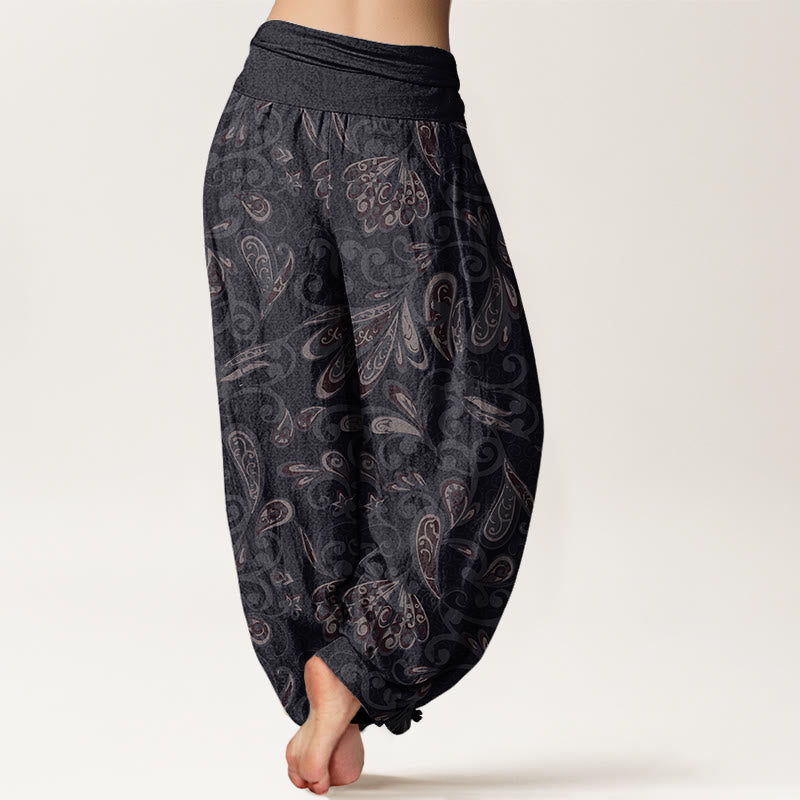 Buddha Stones Casual Flower Petals Design Damskie spodnie haremowe z elastyczną talią - image 3