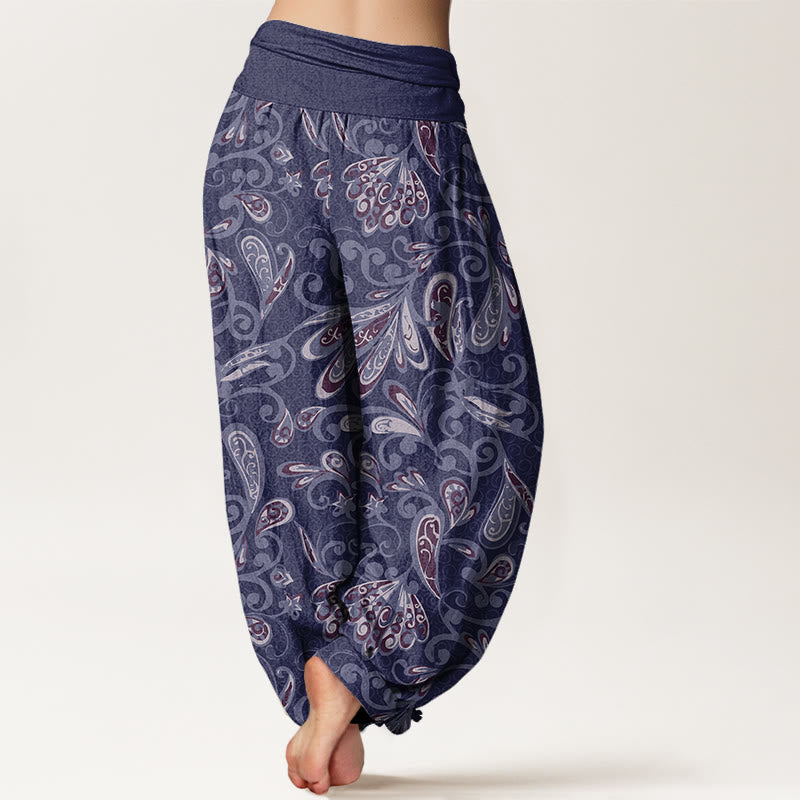 Buddha Stones Casual Flower Petals Design Damskie spodnie haremowe z elastyczną talią - image 7
