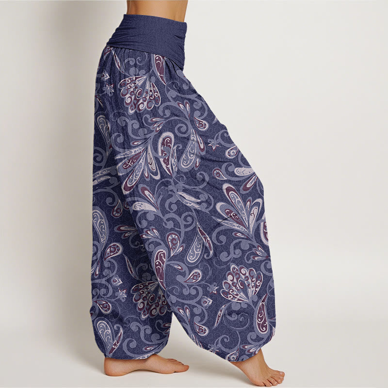 Buddha Stones Casual Flower Petals Design Damskie spodnie haremowe z elastyczną talią - image 6