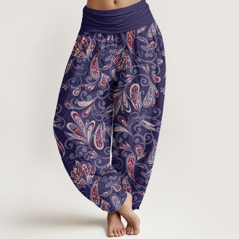 Buddha Stones Casual Flower Petals Design Damskie spodnie haremowe z elastyczną talią - Średniofioletowy - US22, UK/AU26, EU54 (6XL) - image 8