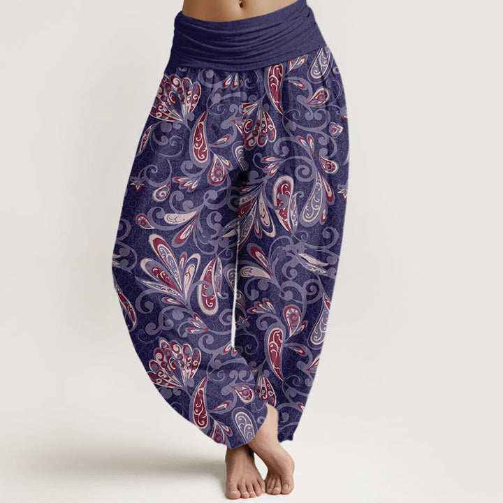 Buddha Stones Casual Flower Petals Design Damskie spodnie haremowe z elastyczną talią - Średniofioletowy - US22, UK/AU26, EU54 (6XL) - image 8