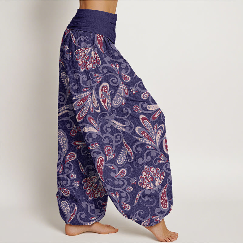 Buddha Stones Casual Flower Petals Design Damskie spodnie haremowe z elastyczną talią - image 9