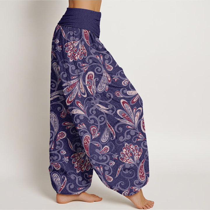 Buddha Stones Casual Flower Petals Design Damskie spodnie haremowe z elastyczną talią - image 9