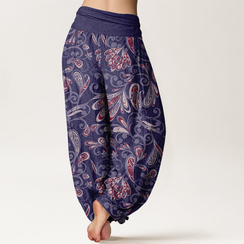 Buddha Stones Casual Flower Petals Design Damskie spodnie haremowe z elastyczną talią - image 10