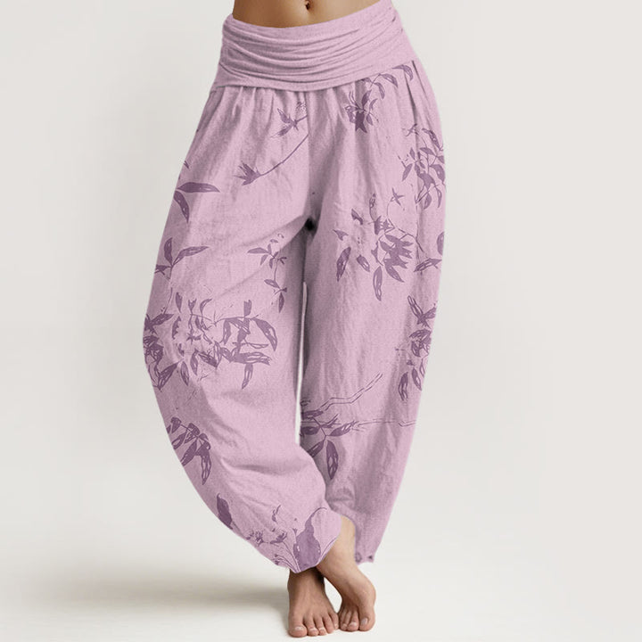 Spodnie haremowe damskie z elastycznym pasem i wzorem Buddha Stones - Różowy - US22, UK/AU26, EU54 (6XL) - image 8