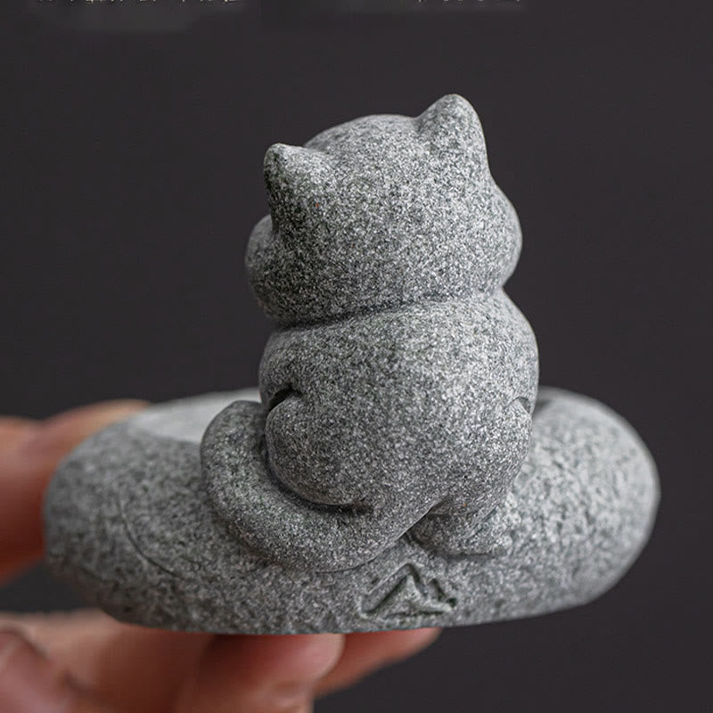 Buddha Stones Uroczy leniwy stojący kot uzdrawiający kadzielnica dekoracja biurka - image 11