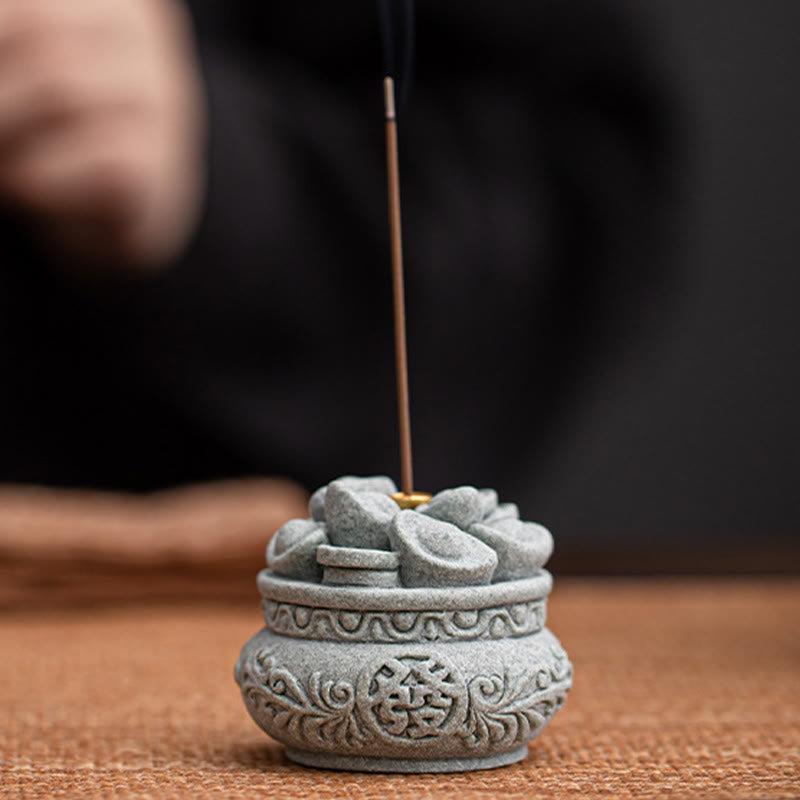 Buddha Stones Chińskie Znaki Fu Ingots Uzdrawiający Kadzielnica Dekoracja Biurka