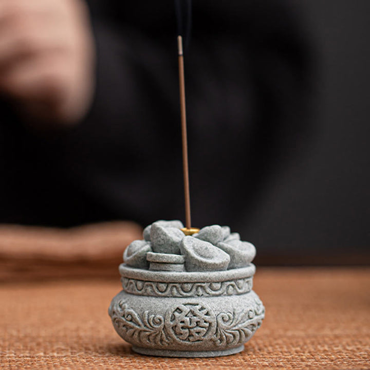 Buddha Stones Chińskie Znaki Fu Ingots Uzdrawiający Kadzielnica Dekoracja Biurka