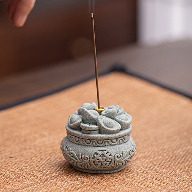 Buddha Stones Chińskie Znaki Fu Ingots Uzdrawiający Kadzielnica Dekoracja Biurka