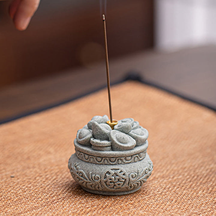 Buddha Stones Chińskie Znaki Fu Ingots Uzdrawiający Kadzielnica Dekoracja Biurka