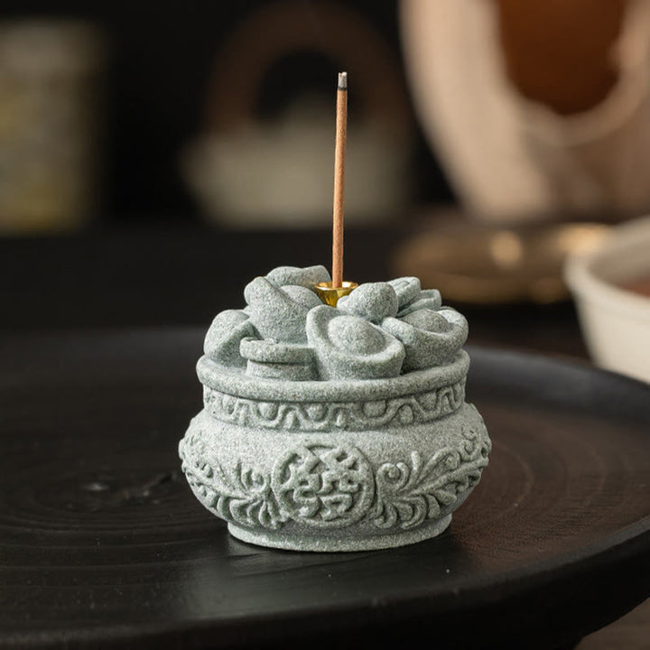 Buddha Stones Chińskie Znaki Fu Ingots Uzdrawiający Kadzielnica Dekoracja Biurka