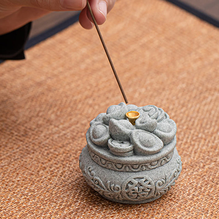 Buddha Stones Chińskie Znaki Fu Ingots Uzdrawiający Kadzielnica Dekoracja Biurka