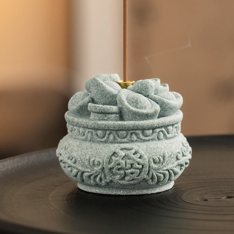 Buddha Stones Chińskie Znaki Fu Ingots Uzdrawiający Kadzielnica Dekoracja Biurka